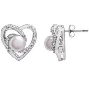 Pearl and diamond accent earrings